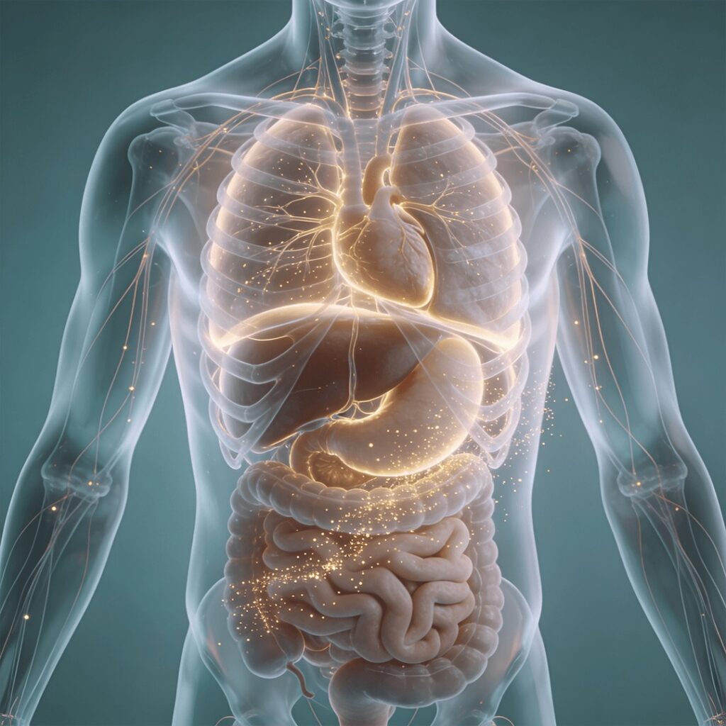 Beispielhafte Darstellung des Endocannabinoid-Systems im Körper.